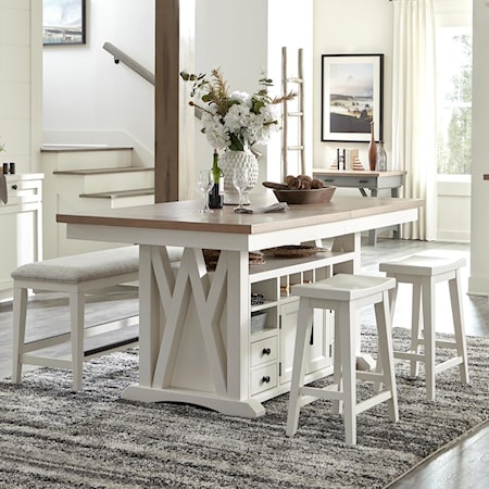 4-Piece Counter Height Pub Table Dining Set with Table Leaf