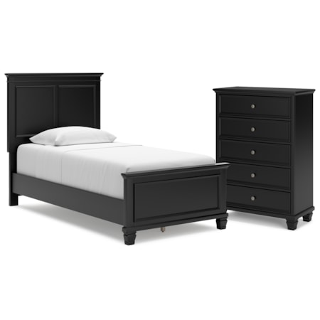 Twin Panel Bed And Chest