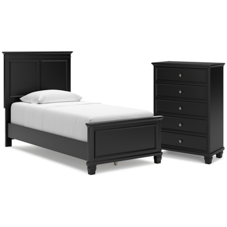 Twin Panel Bed And Chest