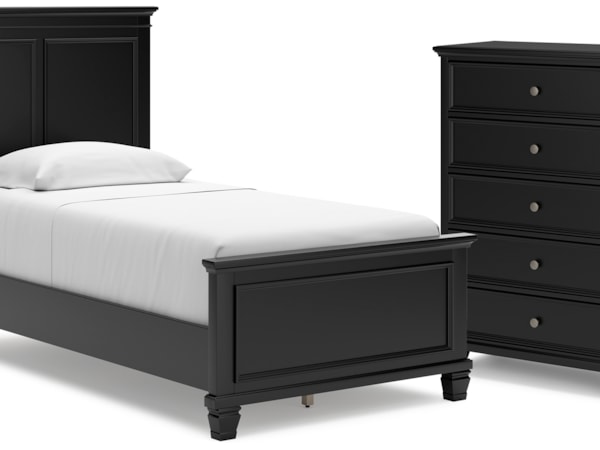 Twin Panel Bed And Chest