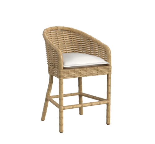 Tropical Outdoor Bar Stool with Footrest