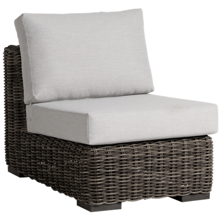 Woven Armless Chair w/Block Feet