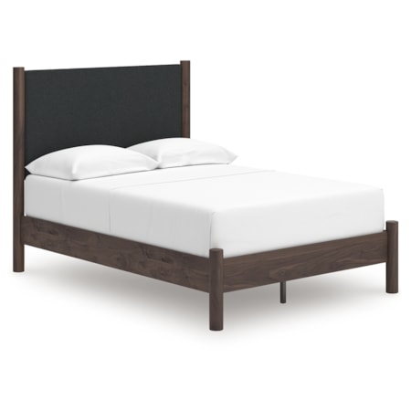 Full Upholstered Panel Platform Bed