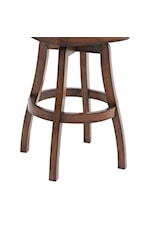 Armen Living Raleigh 26" Counter Height Swivel Barstool in Rustic Cordovan Finish with Brown Bonded Leather