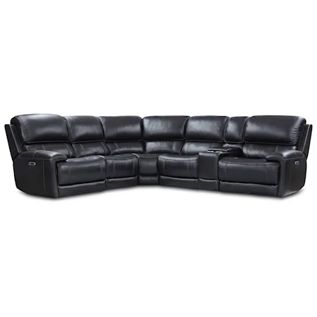 Contemporary 6-Piece Leather Match Power Reclining Sectional