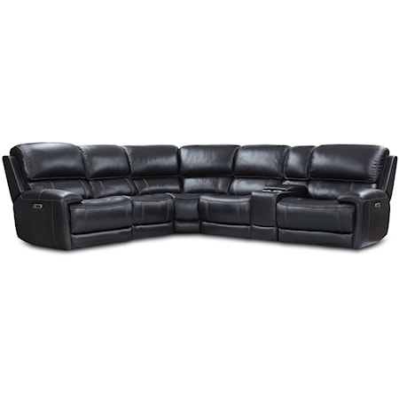 Contemporary 6-Piece Leather Match Power Reclining Sectional