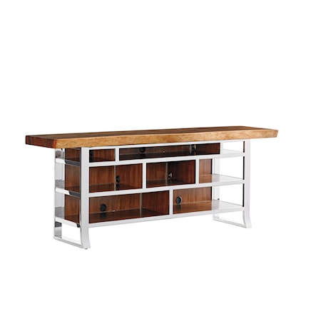 Media Console with Stainless Steel Base