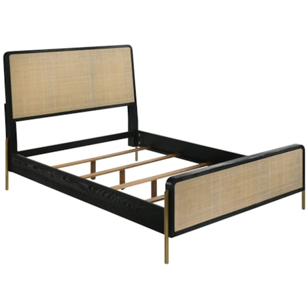 Rattan King Panel Bed