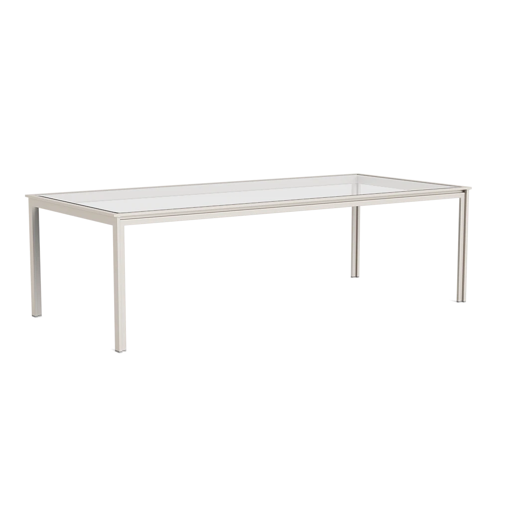 Modern 99" Rect. Glass-Top Dining Table