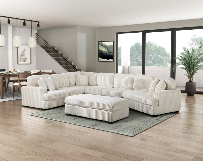 5-pc. Sectional w/Right Cuddler &amp; Ottoman