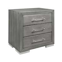 Contemporary Silver 2-Drawer Nightstand