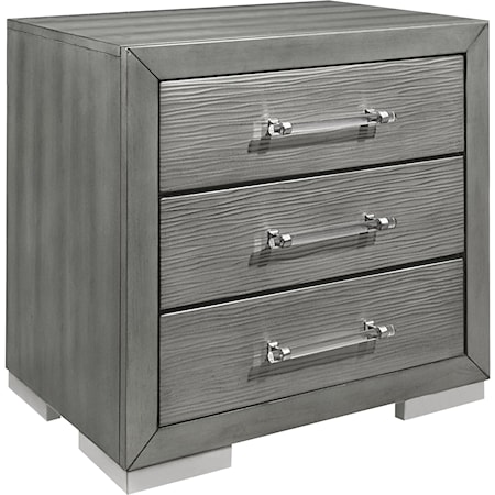 Silver 2-Drawer Nightstand