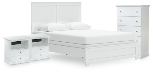 Queen Panel Bed, Chest And 2 Nightstands