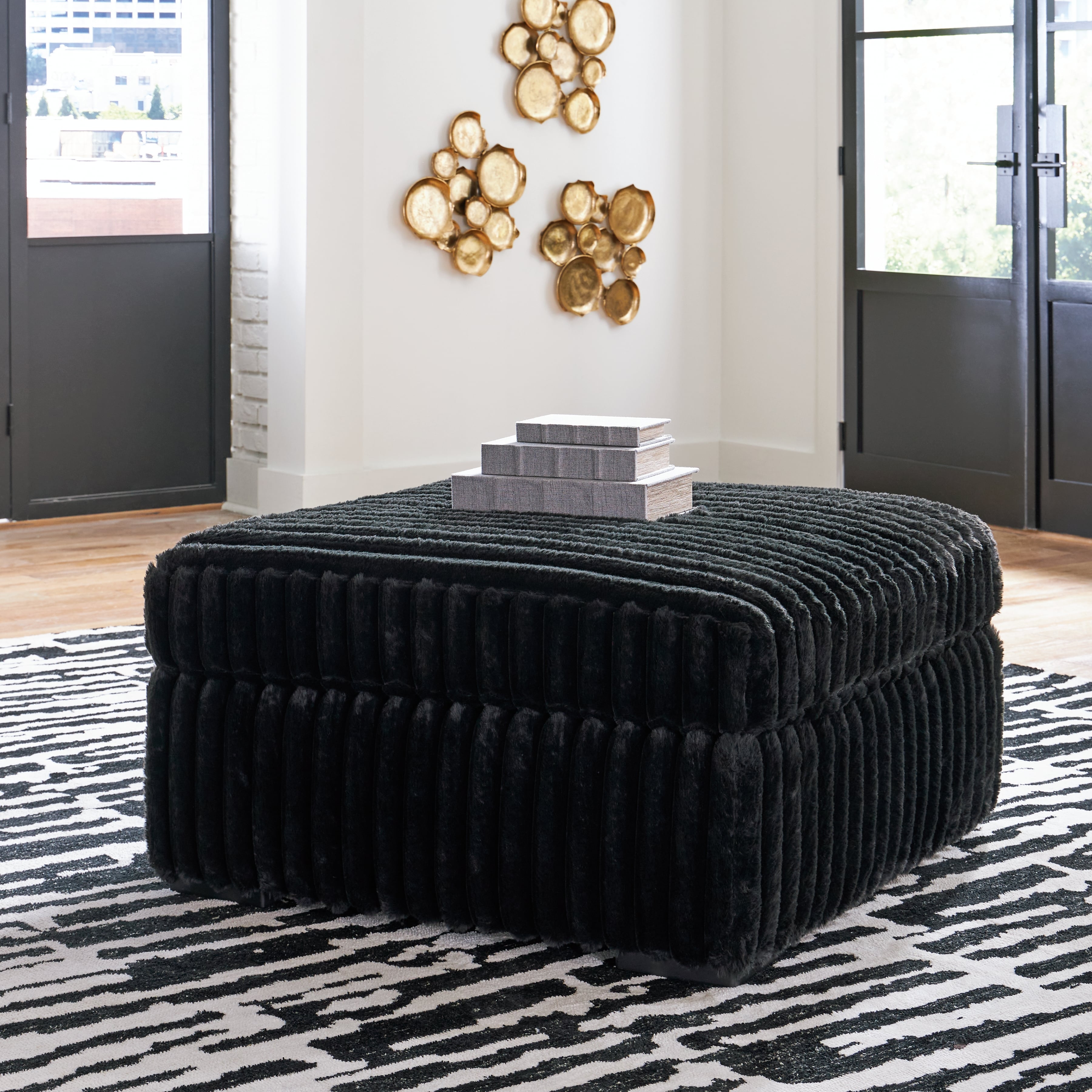 Signature Design by Ashley Midnight-Madness 4-Piece Sectional & Oversized Accent Ottoman