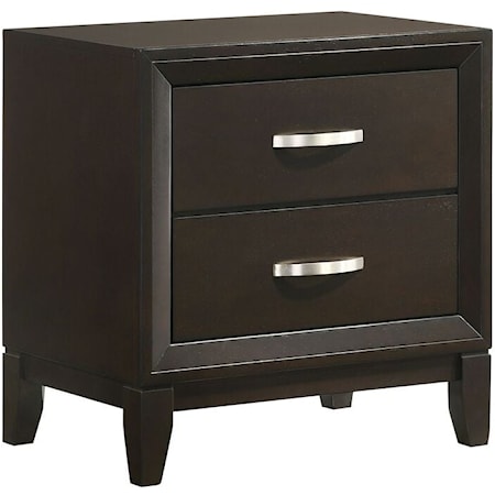 Transitional 2-Drawer Nightstand in Merlot