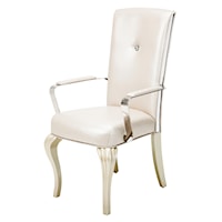Glam Upholstered Dining Arm Chair with Crystal Accent