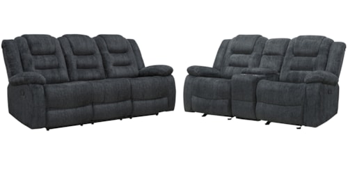 Casual Manual Reclining Sofa and Loveseat Set