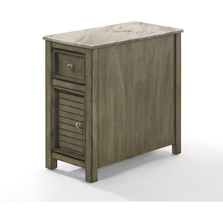 Contemporary One Drawer End Table with Faux Marble Top