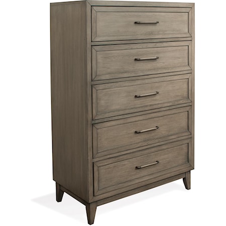 Transitional 5-Drawer Chest in Gray Wash Finish