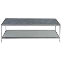 Contemporary Rectangular Cocktail Table with Eglomise Glass Top
