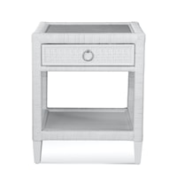 Tropical Single Drawer Nightstand with Glass Top