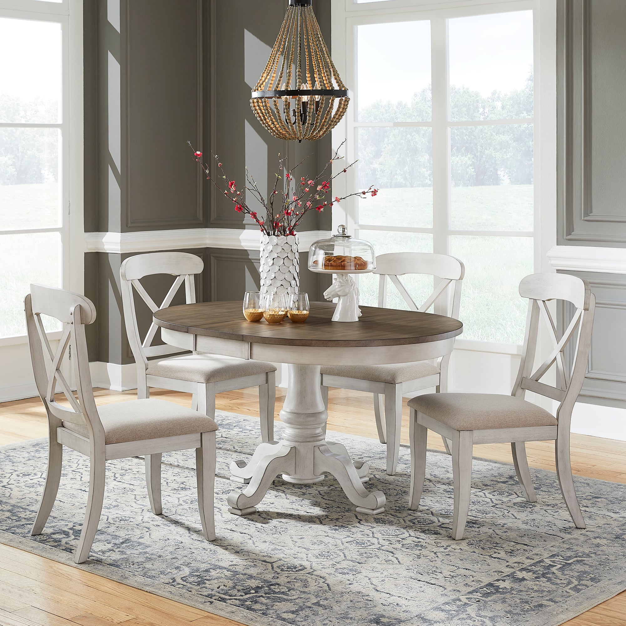 Modern farmhouse round dining table set hot sale