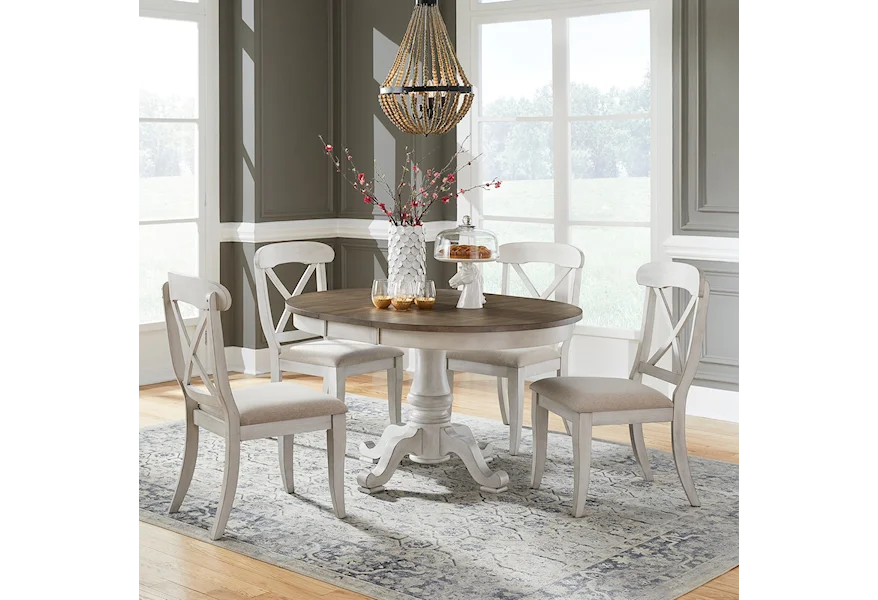 Ocean Isle 5-Piece Pedestal Table Set by Liberty Furniture at VanDrie Home Furnishings