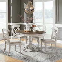 5-Piece Farmhouse Pedestal Dining Set