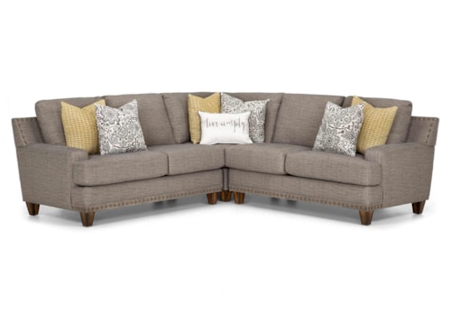 Transitional 3-Piece Sectional Sofa with Nailhead Trim