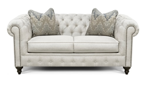 Traditional Chesterfield Loveseat with Nailhead Trim