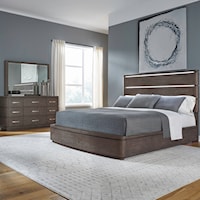 Contemporary 3-Piece King Panel Bedroom Set with LED Headboard