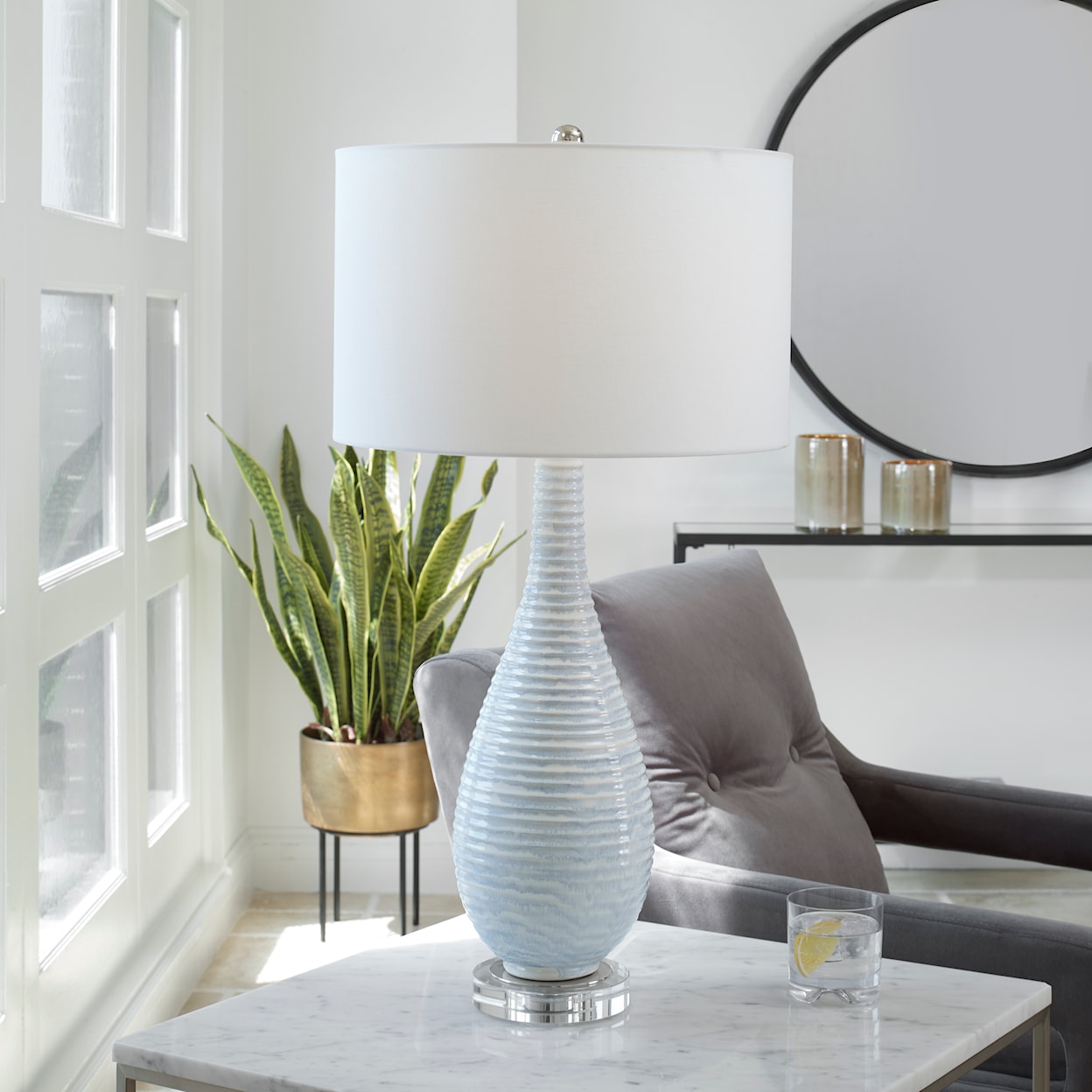 Uttermost Clariot Clariot Ribbed Blue Table Lamp