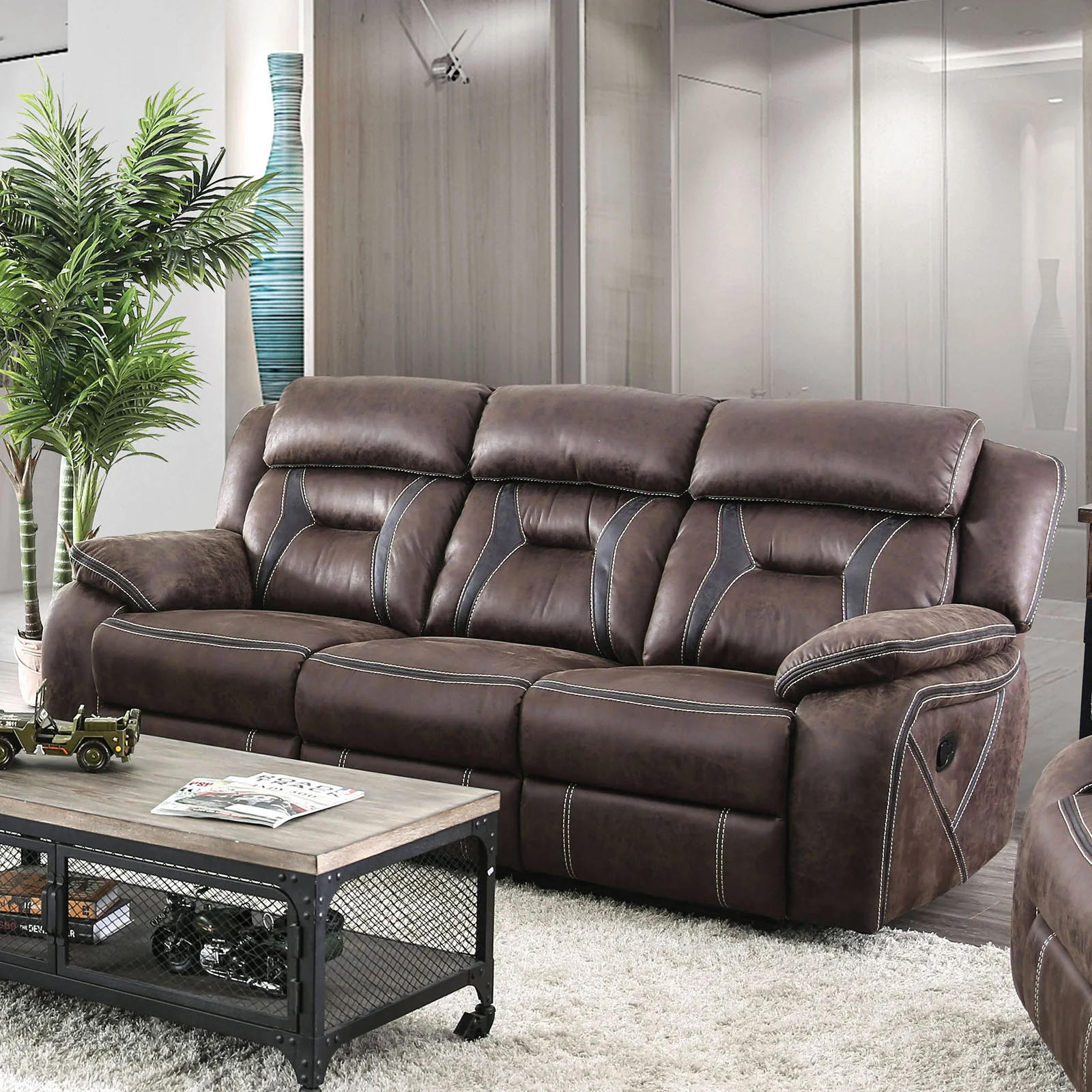 Furniture of America Flint CM6565SF Transitional Sofa Value City Furniture Reclining Sofa