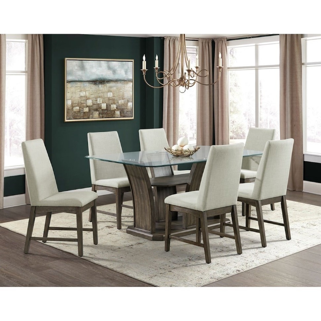 Elements International Dapper 7-Piece Table and Chair Set