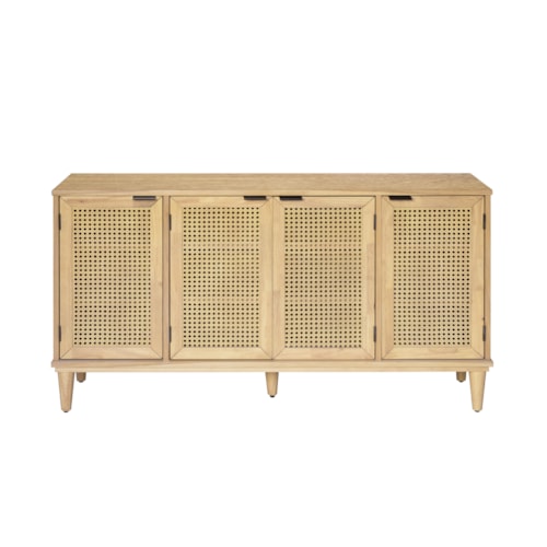 Global Four-Door Cane Console Table