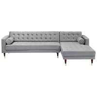 Velvet Mid Century Modern Sectional Sofa with RAF Chaise