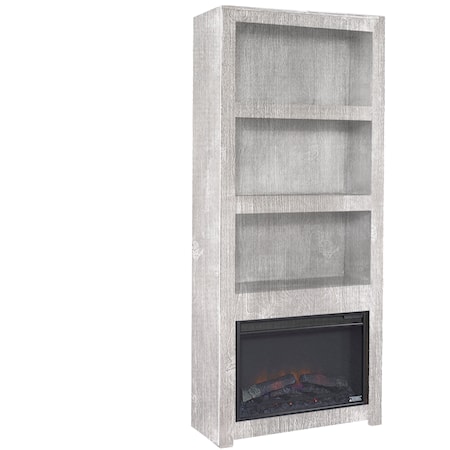 Contemporary 74" Fireplace Display Case with Open Shelving
