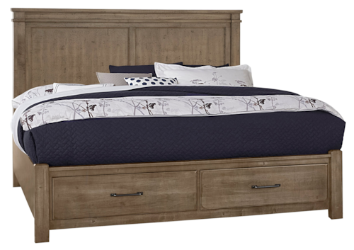 Rustic King Mansion Bed with Footboard Storage