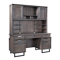 Contemporary Desk and Hutch with Adjustable Shelves and USB & A/C Ports