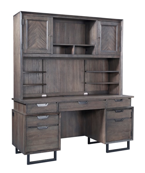 Contemporary Desk and Hutch with Adjustable Shelves and USB & A/C Ports