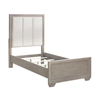Transitional Twin Upholstered Panel Bed