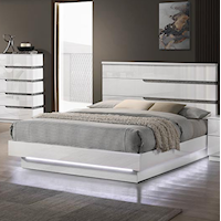 Contemporary Paradox California King Panel Bed with LED Lighting