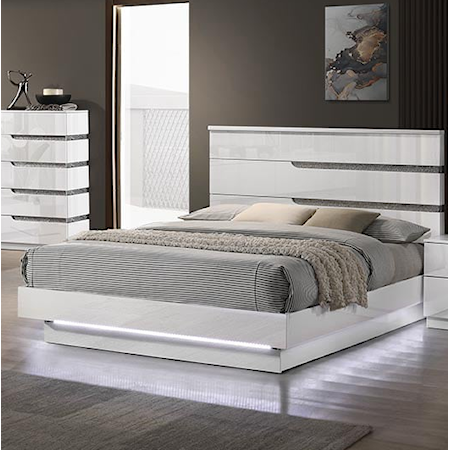 California King Panel Bed with LED Lighting