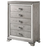 Glam 5-Drawer Chest with Mirrored Accents