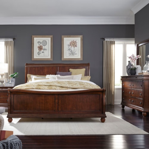 Rustic Queen Sleigh 4-Piece Bedroom Set
