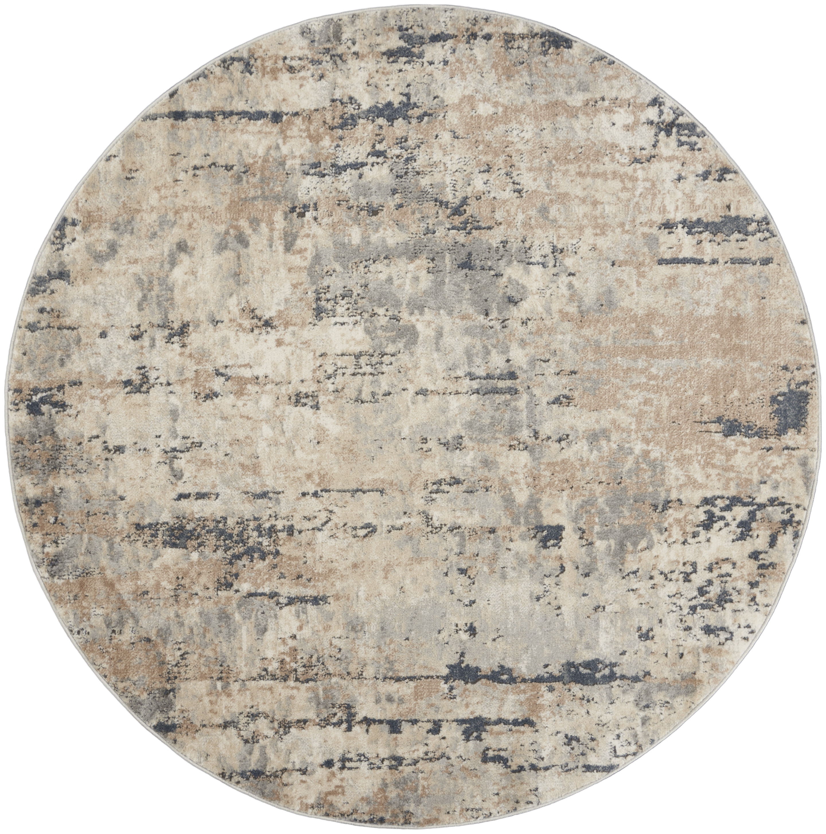 4'  Beige/Grey Round Rug