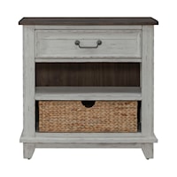 Farmhouse Bedside Chest with Charging Station