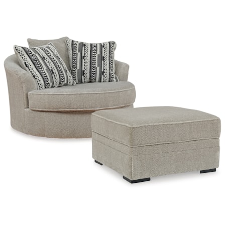 Oversized Swivel Chair And Ottoman