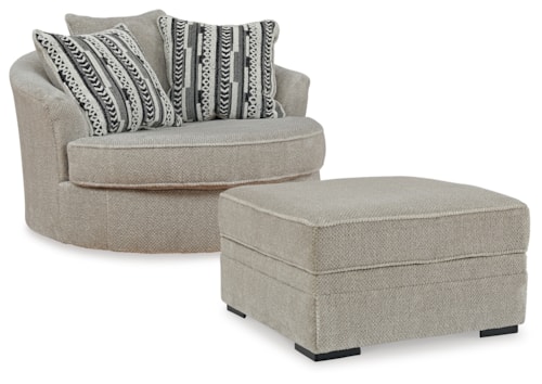Oversized Swivel Chair And Ottoman