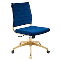 Armless Mid Back Performance Velvet Office Chair